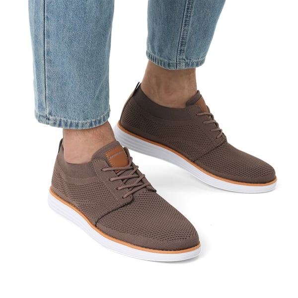 Men's Breathable Mesh Oxford Sneakers - LIGHT BROWN - 6